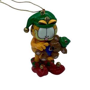 Vtg Garfield Christmas Ornament Pooky Teddy Bear 1996 Enesco Figurine 3” Tall